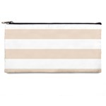 Horizontal Stripes - White and Almond Brown Pencil Case