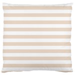 Horizontal Stripes - White and Almond Brown Large Flano Cushion Case (One Side)