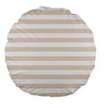 Horizontal Stripes - White and Almond Brown Large 18  Premium Flano Round Cushion