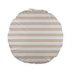 Horizontal Stripes - White and Almond Brown Standard 15  Premium Flano Round Cushion