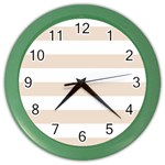 Horizontal Stripes - White and Almond Brown Color Wall Clock