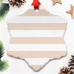 Horizontal Stripes - White and Almond Brown Ornament (Snowflake)