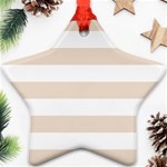 Horizontal Stripes - White and Almond Brown Star Ornament (Two Sides)