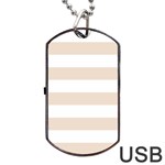 Horizontal Stripes - White and Almond Brown Dog Tag USB Flash (Two Sides)