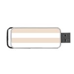 Horizontal Stripes - White and Almond Brown Portable USB Flash (One Side)