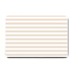 Horizontal Stripes - White and Almond Brown Small Doormat