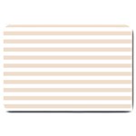 Horizontal Stripes - White and Almond Brown Large Doormat