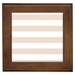 Horizontal Stripes - White and Almond Brown Framed Tile