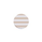 Horizontal Stripes - White and Almond Brown 1  Mini Button