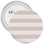 Horizontal Stripes - White and Almond Brown 3  Button