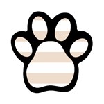 Horizontal Stripes - White and Almond Brown Magnet (Paw Print)