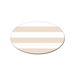 Horizontal Stripes - White and Almond Brown Sticker (Oval)