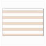 Horizontal Stripes - White and Almond Brown Postcards 5  x 7  (Pkg of 10)
