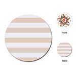 Horizontal Stripes - White and Almond Brown Playing Cards (Round)