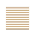 Horizontal Stripes - White and Tan Brown Satin Bandana Scarf
