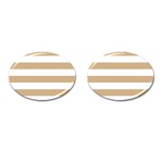 Horizontal Stripes - White and Tan Brown Cufflinks (Oval)