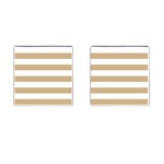 Horizontal Stripes - White and Tan Brown Cufflinks (Square)