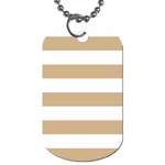 Horizontal Stripes - White and Tan Brown Dog Tag (One Side)