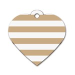 Horizontal Stripes - White and Tan Brown Dog Tag Heart (Two Sides)