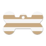 Horizontal Stripes - White and Tan Brown Dog Tag Bone (One Side)