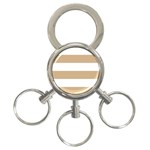 Horizontal Stripes - White and Tan Brown 3-Ring Key Chain