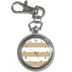 Horizontal Stripes - White and Tan Brown Key Chain Watch