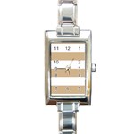 Horizontal Stripes - White and Tan Brown Rectangle Italian Charm Watch