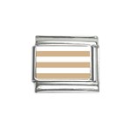 Horizontal Stripes - White and Tan Brown Italian Charm (9mm)