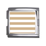 Horizontal Stripes - White and Tan Brown Mega Link Italian Charm (18mm)