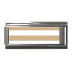 Horizontal Stripes - White and Tan Brown Superlink Italian Charm (9mm)