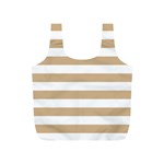 Horizontal Stripes - White and Tan Brown Full Print Recycle Bag (S)