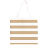 Horizontal Stripes - White and Tan Brown Grocery Light Tote Bag