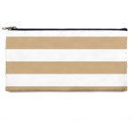 Horizontal Stripes - White and Tan Brown Pencil Case