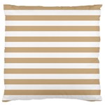 Horizontal Stripes - White and Tan Brown Large Cushion Case (One Side)