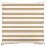 Horizontal Stripes - White and Tan Brown Large Flano Cushion Case (Two Sides)