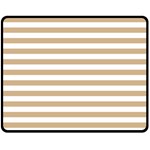 Horizontal Stripes - White and Tan Brown Fleece Blanket (Medium) (One Side)