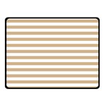 Horizontal Stripes - White and Tan Brown Double Sided Fleece Blanket (Small) (Two Sides)