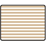 Horizontal Stripes - White and Tan Brown Double Sided Fleece Blanket (Medium) (Two Sides)