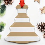 Horizontal Stripes - White and Tan Brown Ornament (Christmas Tree)