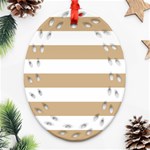 Horizontal Stripes - White and Tan Brown Oval Filigree Ornament (Two Sides)