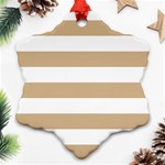 Horizontal Stripes - White and Tan Brown Snowflake Ornament (Two Sides)