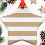 Horizontal Stripes - White and Tan Brown Ornament (Star)