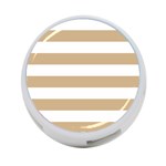 Horizontal Stripes - White and Tan Brown 4-Port USB Hub (One Side)