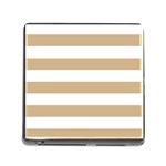 Horizontal Stripes - White and Tan Brown Memory Card Reader (Square)