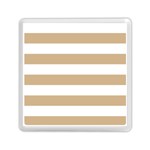 Horizontal Stripes - White and Tan Brown Memory Card Reader with Storage (Square)