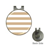 Horizontal Stripes - White and Tan Brown Golf Ball Marker Hat Clip