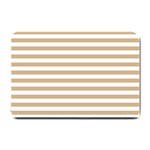 Horizontal Stripes - White and Tan Brown Small Doormat