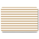 Horizontal Stripes - White and Tan Brown Large Doormat