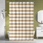 Horizontal Stripes - White and Tan Brown Shower Curtain 48  x 72  (Small)
