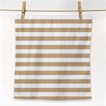 Horizontal Stripes - White and Tan Brown Face Towel